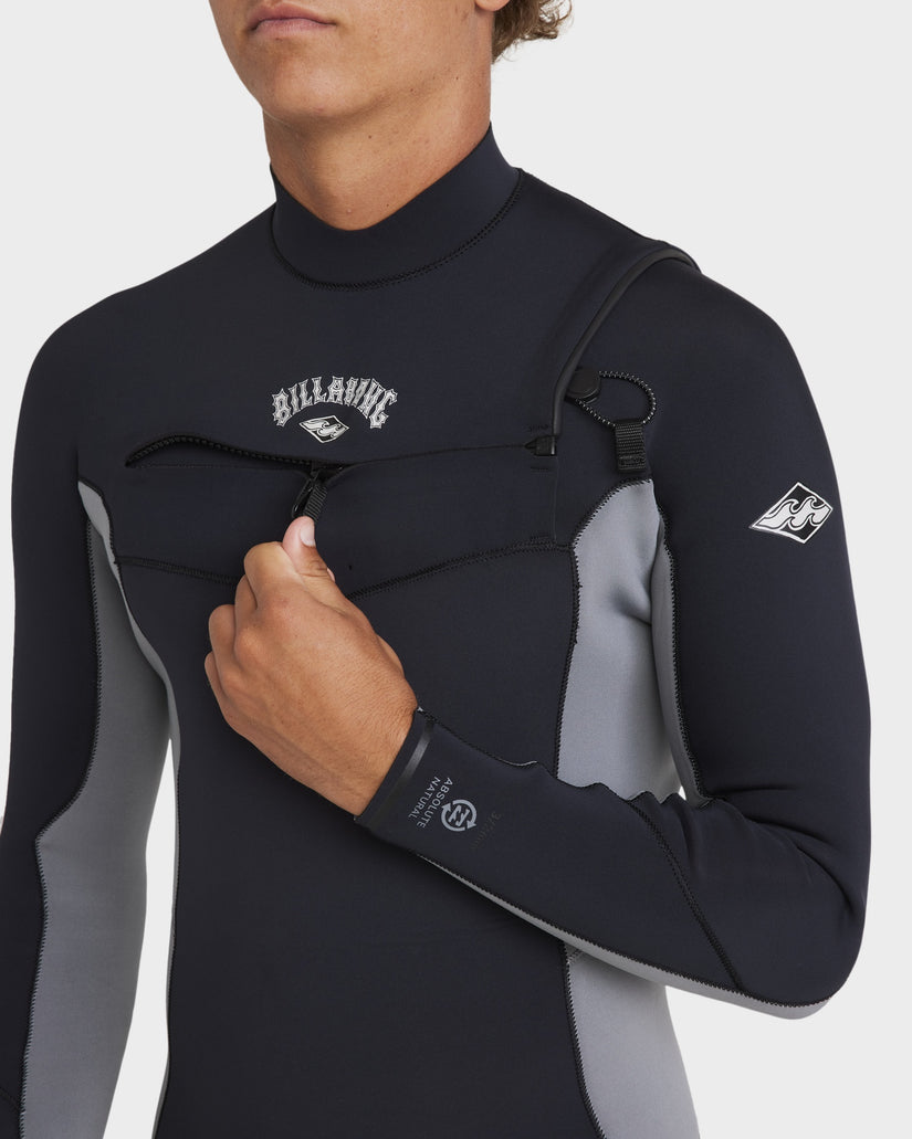 Mens 3/2mm Absolute Natural Chest Zip Steamer Wetsuit