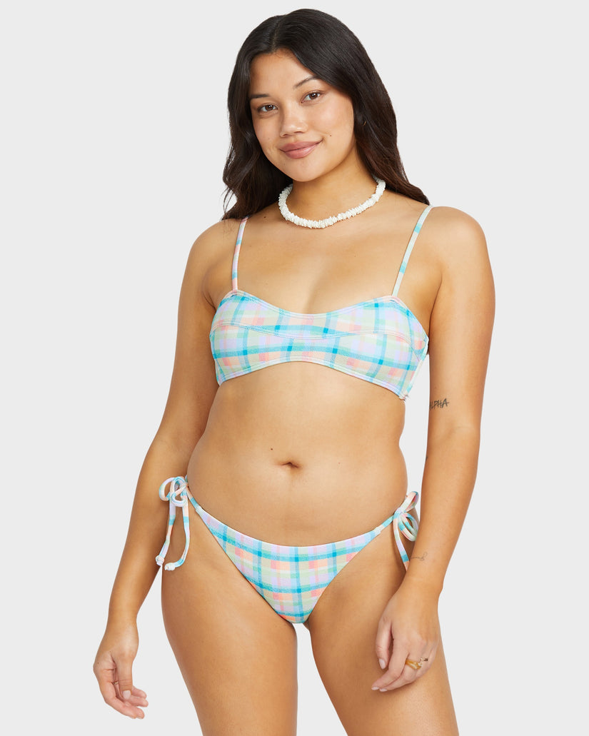 Womens Check The Waves Tie Side Tanga Bikini Bottom