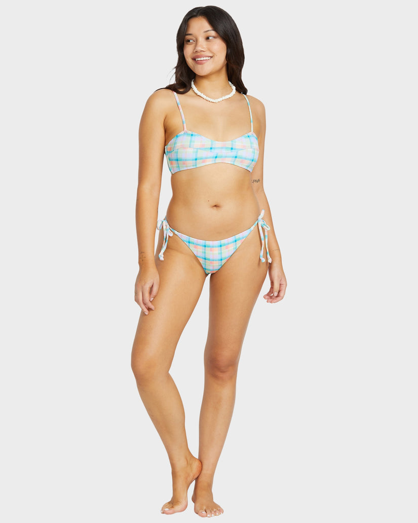 Womens Check The Waves Tie Side Tanga Bikini Bottom