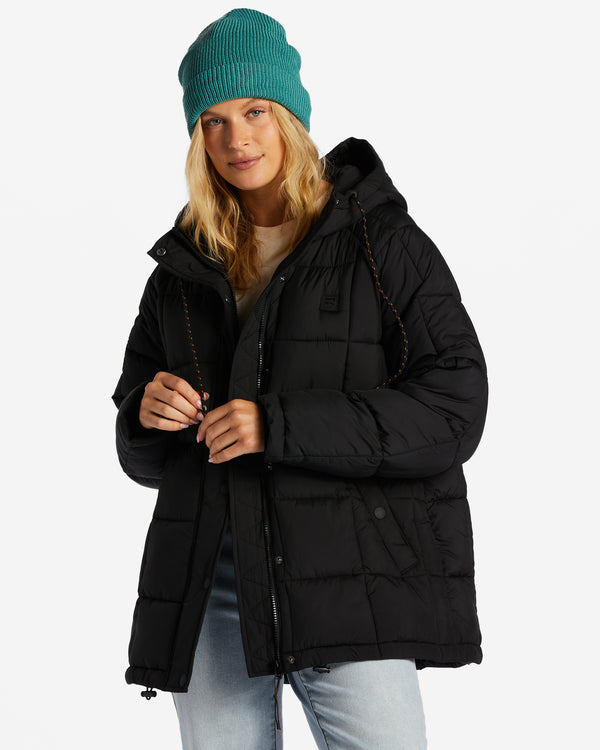 Womens Venture On Puffer Zip Up Hooded Jacket