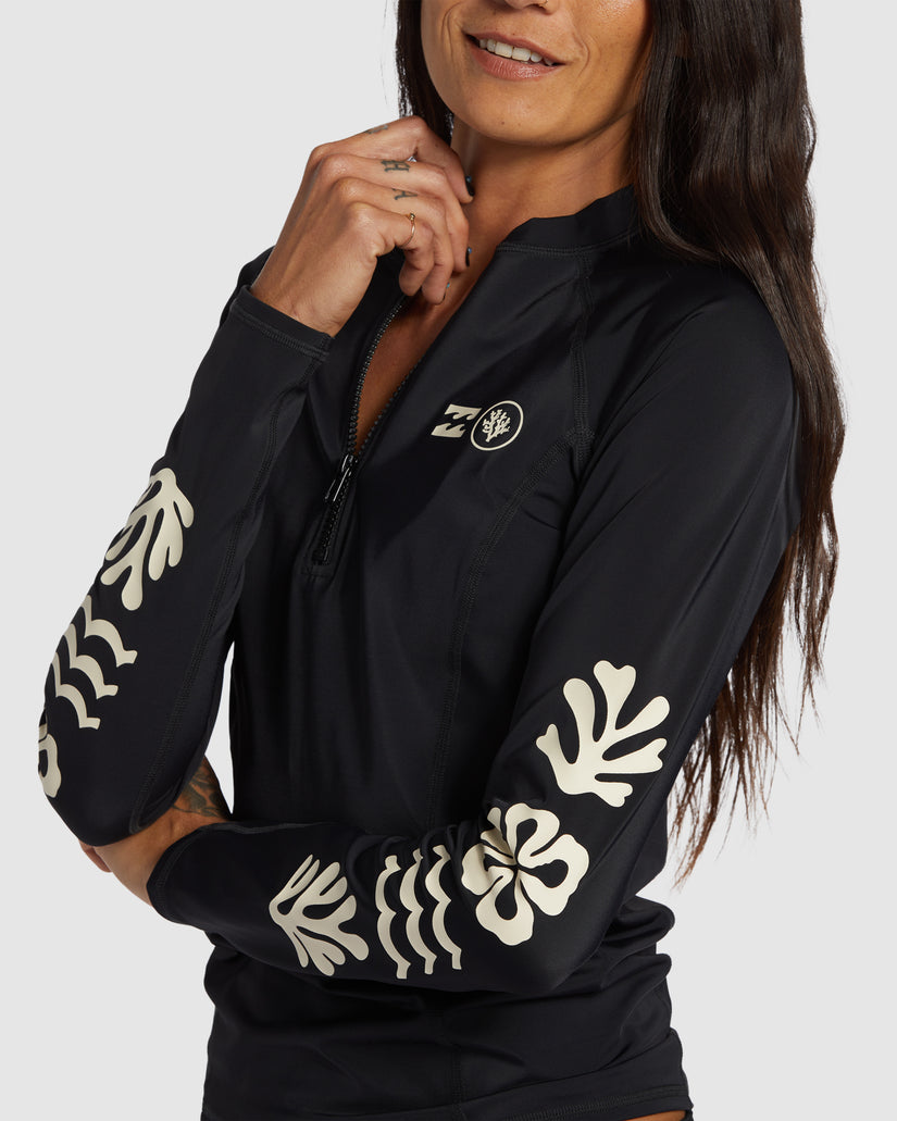 Womens Coral Gardeners Half Zip Long Sleeve Rash Vest