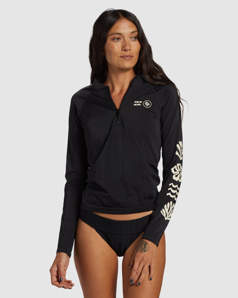 Womens Coral Gardeners Half Zip Long Sleeve Rash Vest