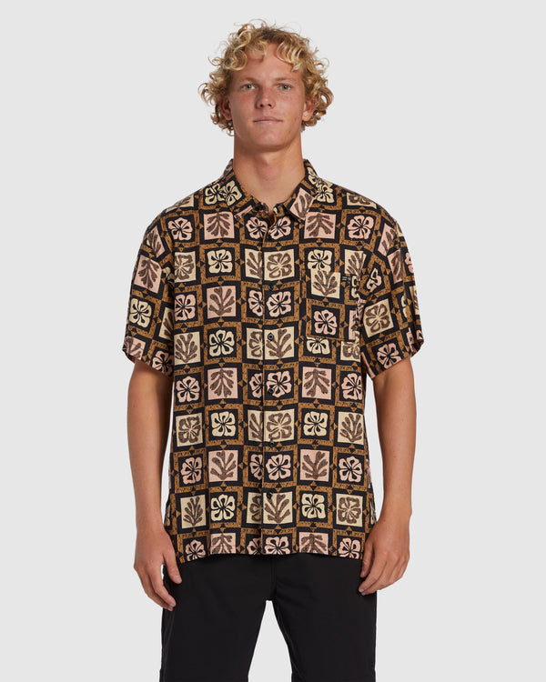 Mens Tiki Reef Hemp Short Sleeve Shirt