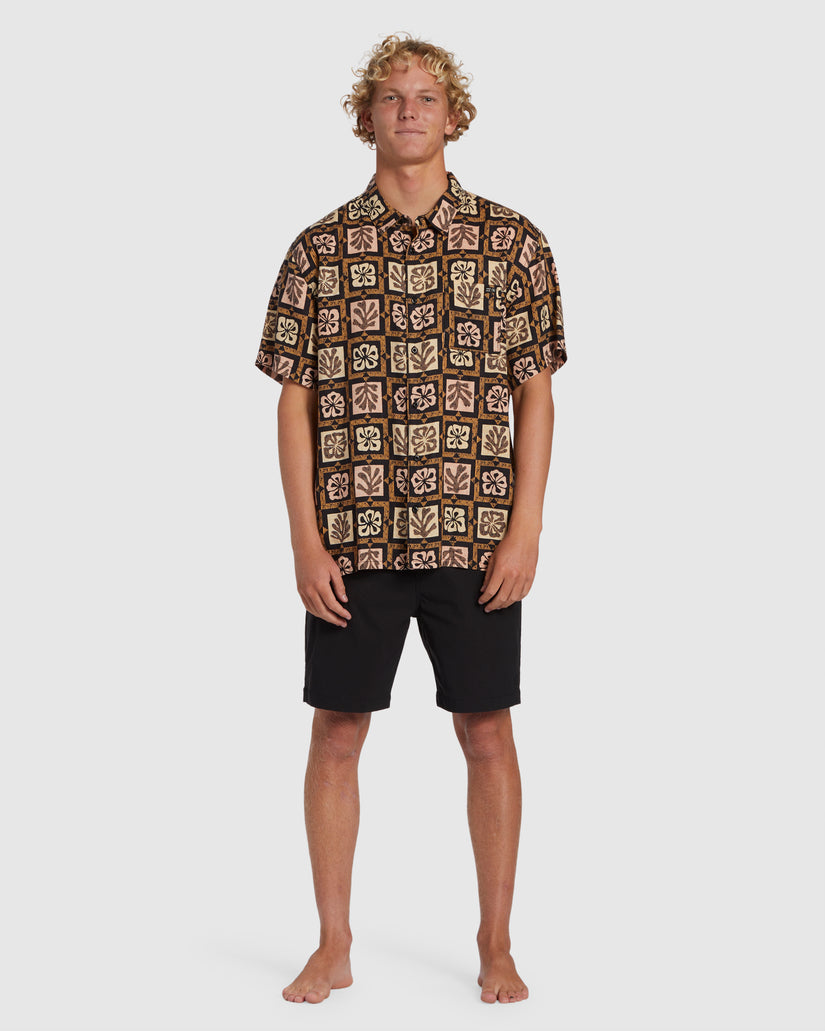 Mens Tiki Reef Hemp Short Sleeve Shirt