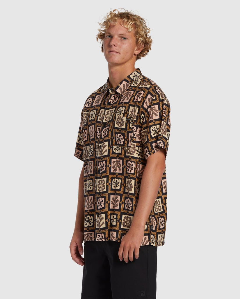 Mens Tiki Reef Hemp Short Sleeve Shirt