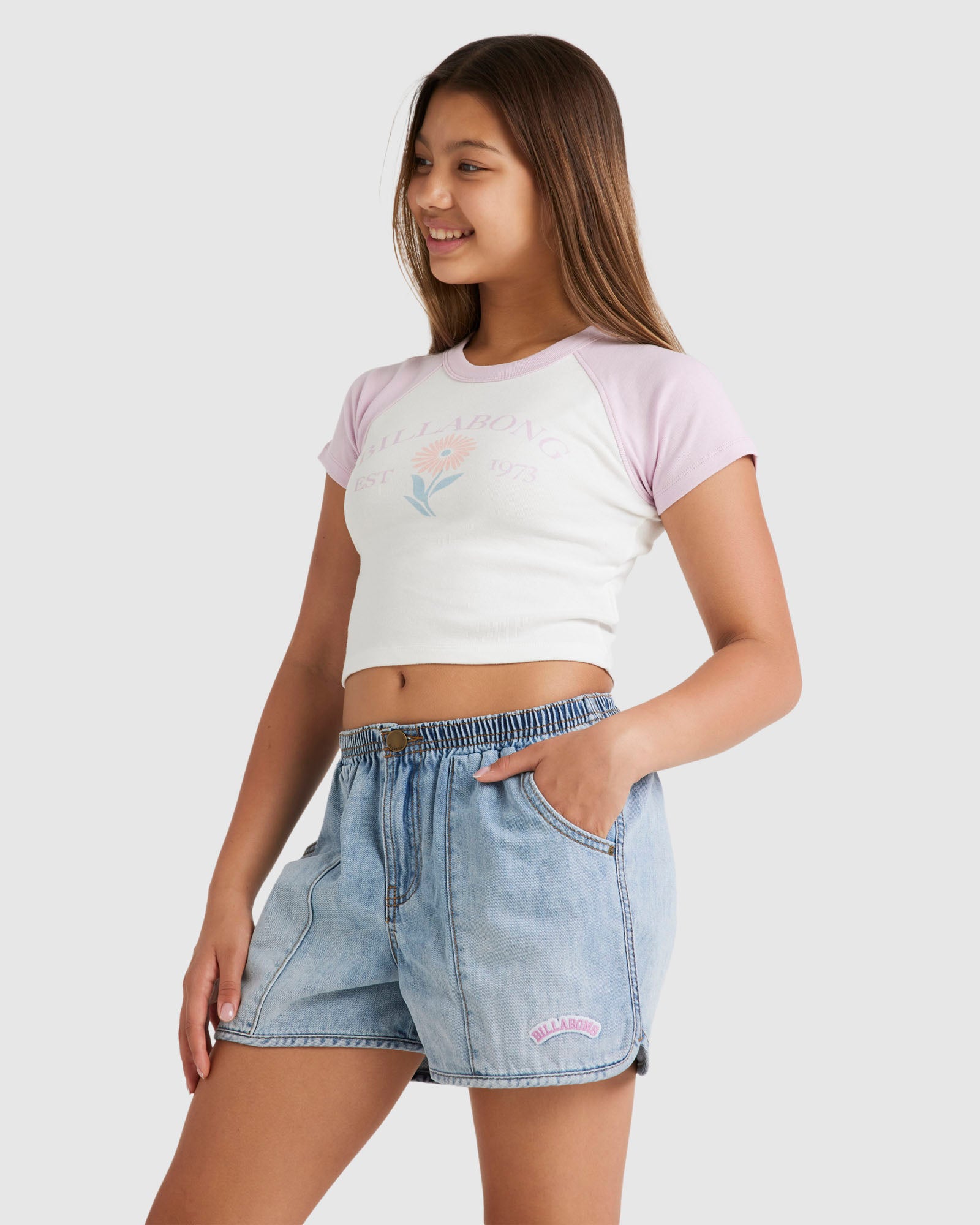 Girls 6 14 Walkie The Line Denim Shorts WATER Billabong AU