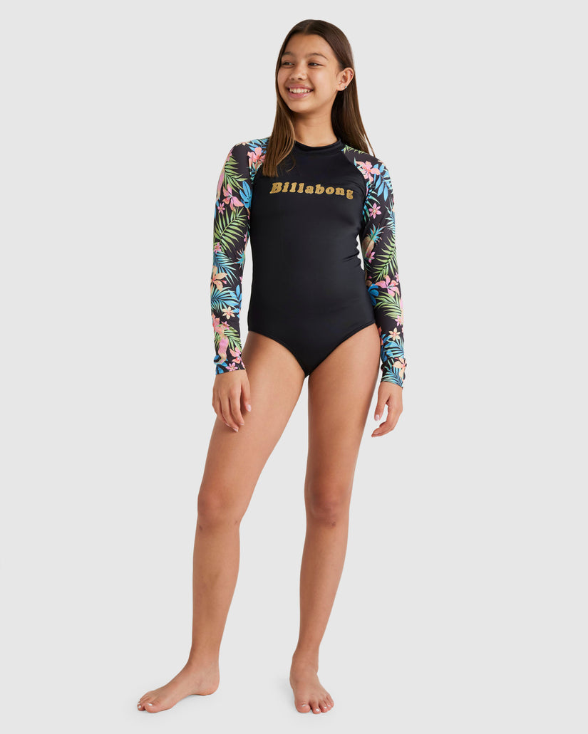 Girls 6-14 In Da Jungle Long Sleeve One Piece Rash Vest