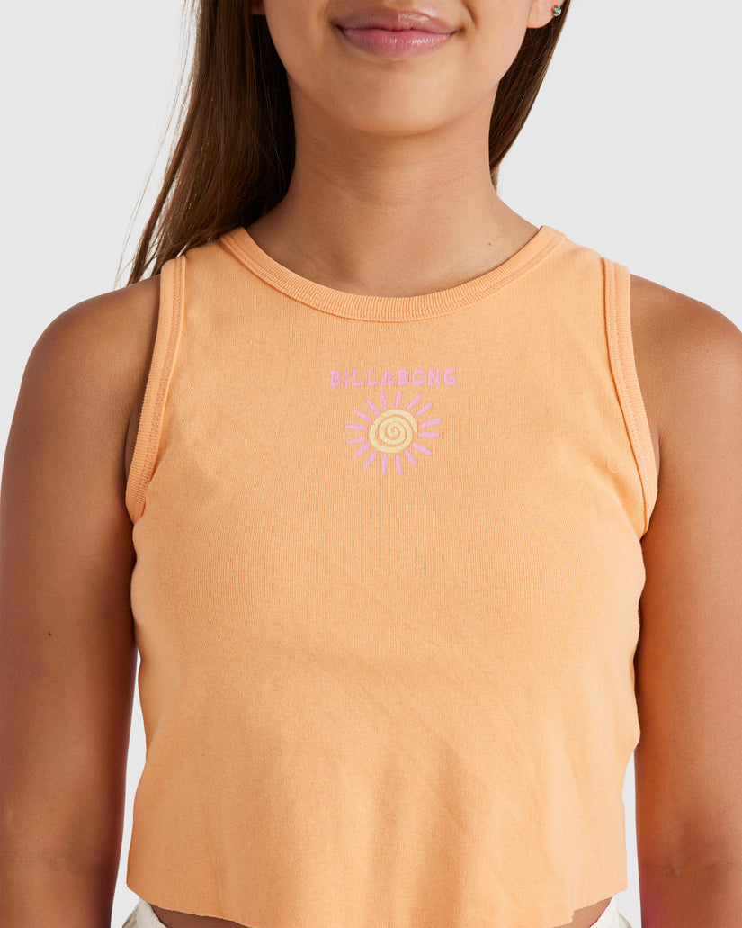 Girls 6-14 Waves And Sun Tank Top