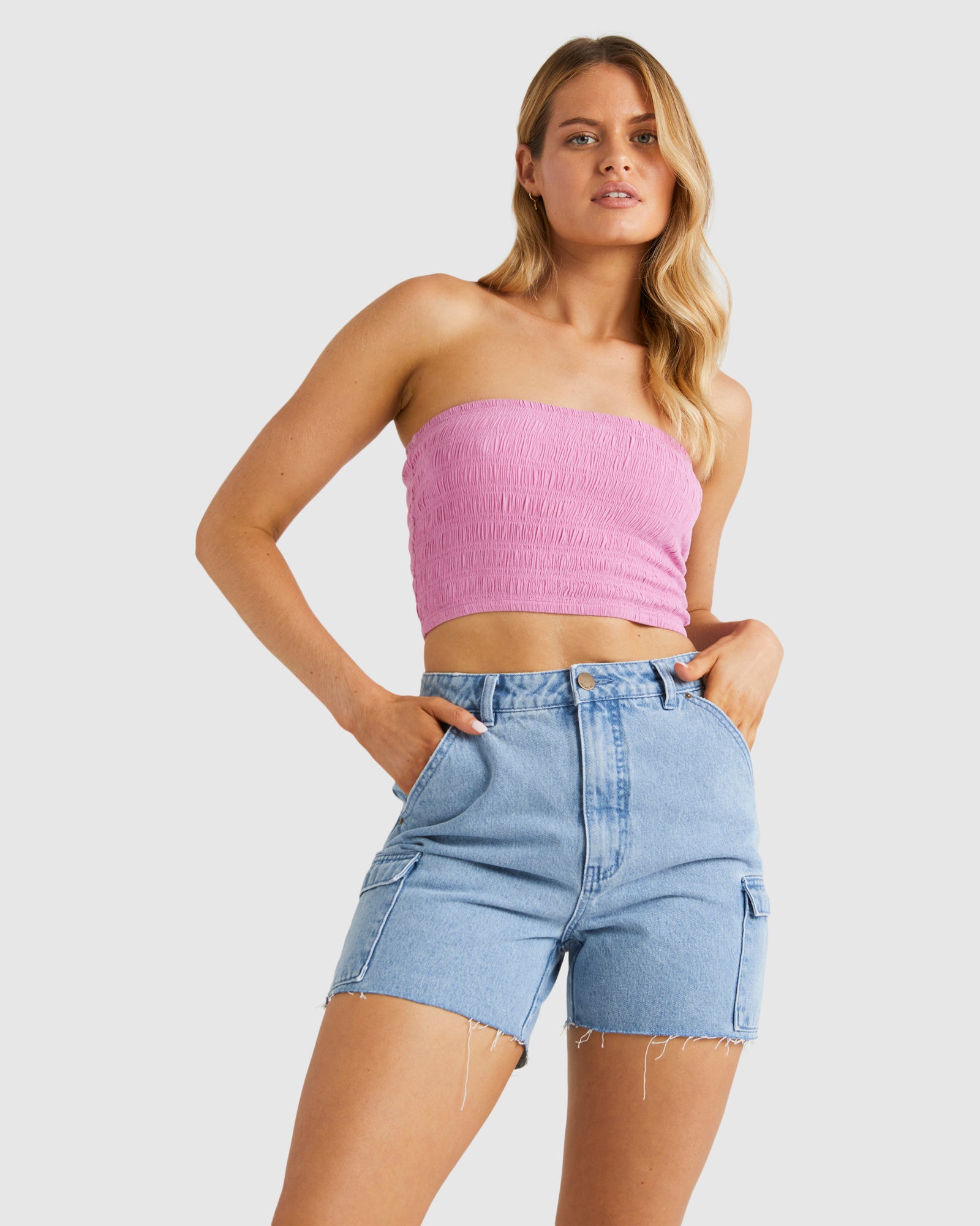 Retro denim shorts top