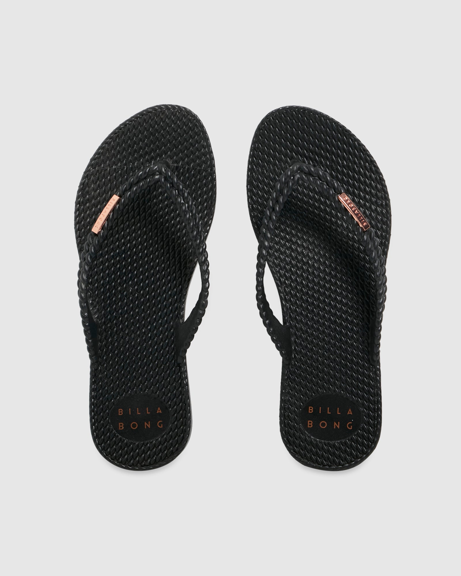 Womens Kick Back Solid Thongs BLACK ROSE Billabong AU
