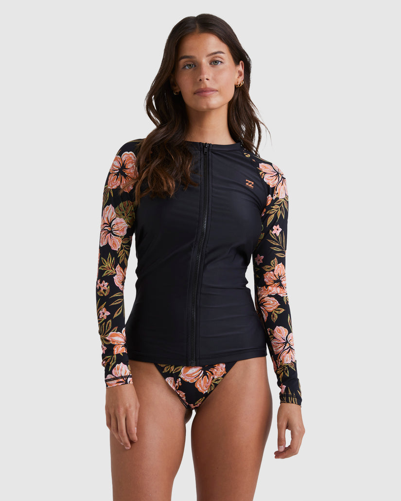 Hooked On Tropics Long Sleeve Zip Rash Vest